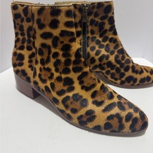 J. Crew walker calf hair fur Brown and Black Ankle Booties boots size 7 EUC
